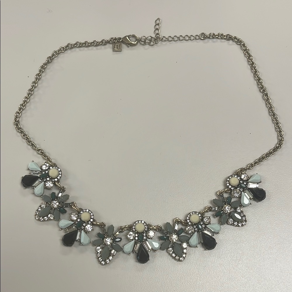 Banana Republic Statement Necklace in Green, Black and White faux stones